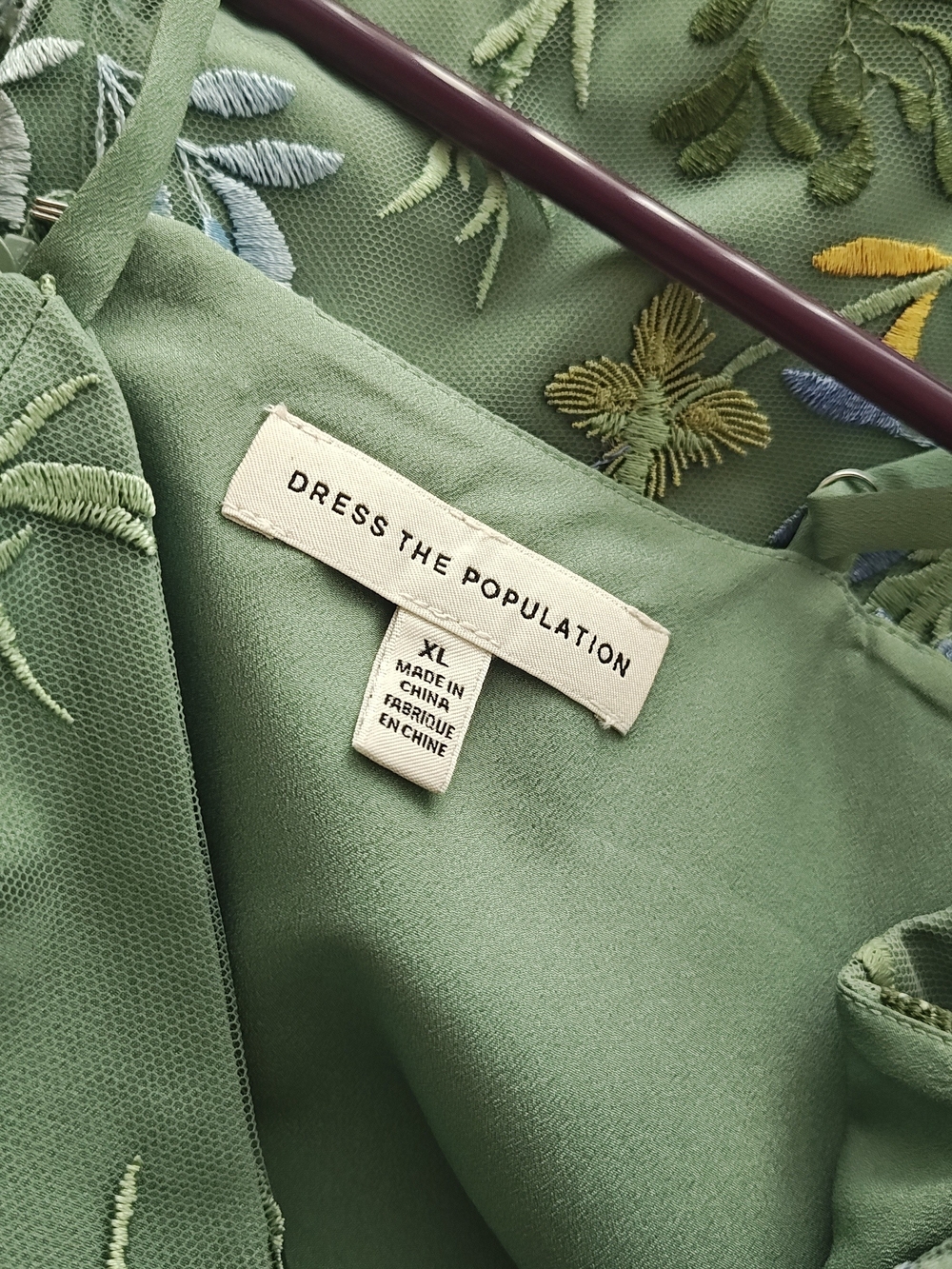 Dress the Population Sage Green Embroidered Midi Skirt with Floral Detail - Picture 5 of 8